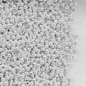 Sterling Silver 2mm Round Spacer Beads Seamless Look  Seamless Look Spacer Beads Jewelry Spacer Beads Silver Round Beads Jewelry Supplies