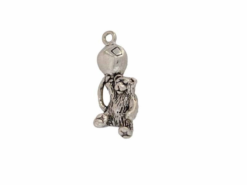 Teddy Bear with a Balloon Charm for Childs Bracelet or Jewelry Design Sterling