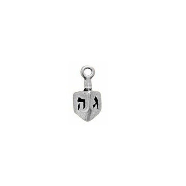 Dreidel Charm Sterling Silver, Hanukah Top Charm, Hebrew Jewelry