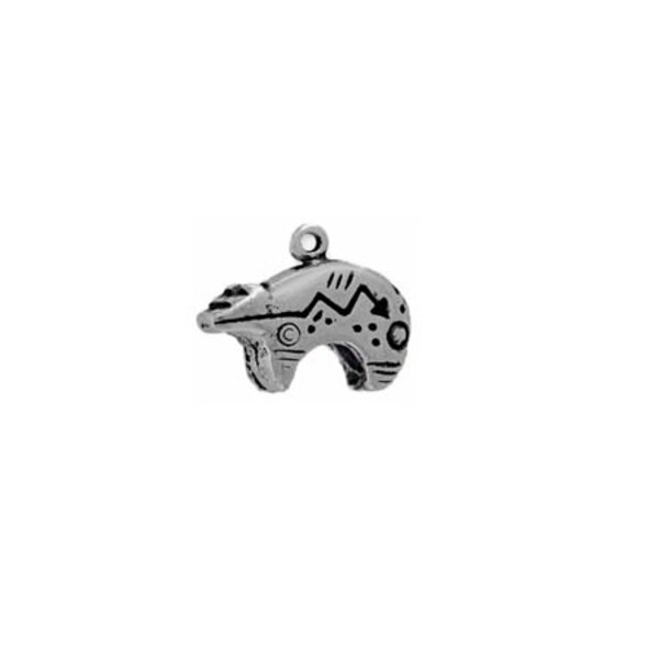 Bear Charm, Heartline Bear Charm Sterling Silver | Native American Inspired Jewelry | Bear Jewelry