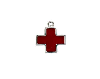 Red Cross flag pin badge Metal Enamel Red and white design Medial team Flag 