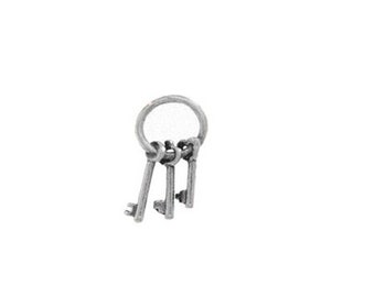 Keys on a Ring Charm, Sterling Silver, Jailer Key Jewelry