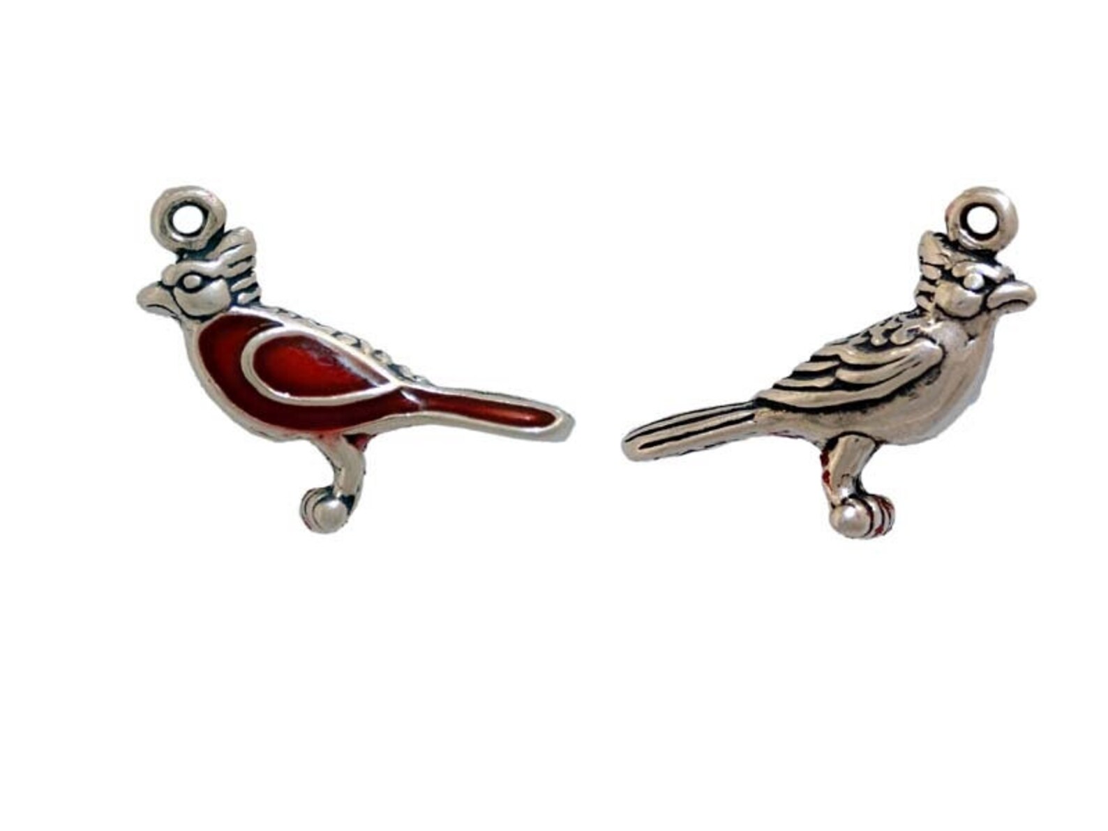 Red Enamel Cardinal Charm for Nature or Bird Themed Jewelry Etsy