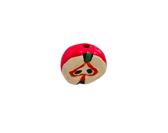 Apple Beads, Hand Painted Ceramic Beads, Apple Jewelry, Food Jewelry, Beads from Peru