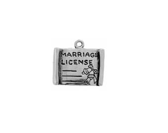 Breloque de mariage, Argent sterling, Breloque de licence de mariage, Bijoux de mariage