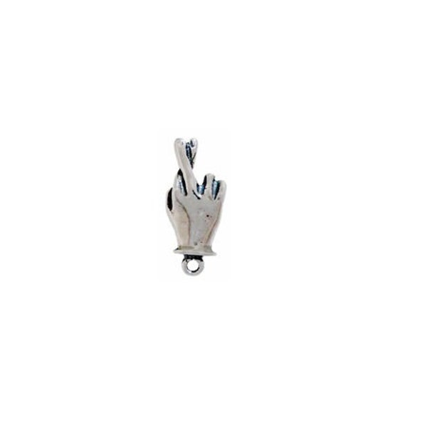 Fingers Crossed Charm Sterling Silver | Crossed Fingers Jewelry | Good Luck Jewelry