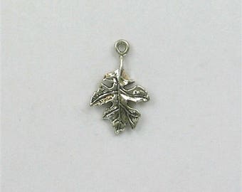 Sterling Silver 3-D Oak Leaf Charm