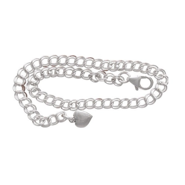 Sterling Silver Charm Bracelet, 5-10 Inch Charm Bracelets, Double Link Bracelets