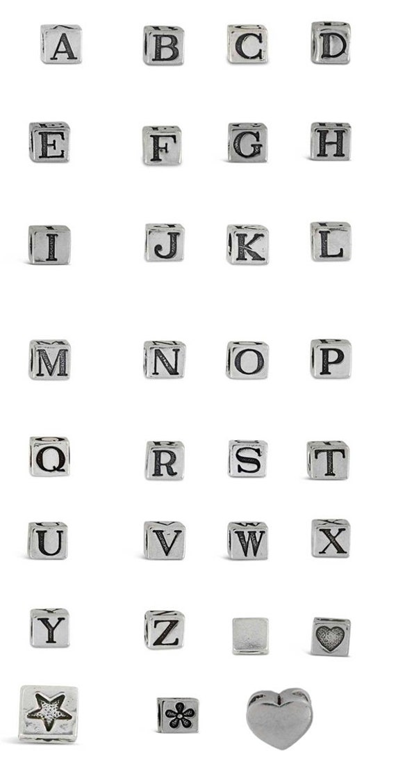 Letter Beads, Sterling Silver Alphabet Letter Bead 