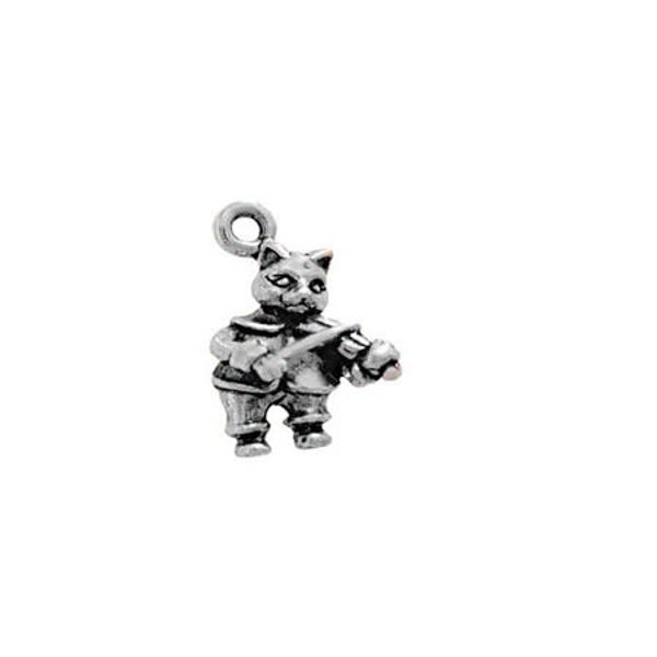 Hey Diddle Diddle, Cat and the Fiddle Charm Sterling Silver, Nursery Rhyme Jewelry
