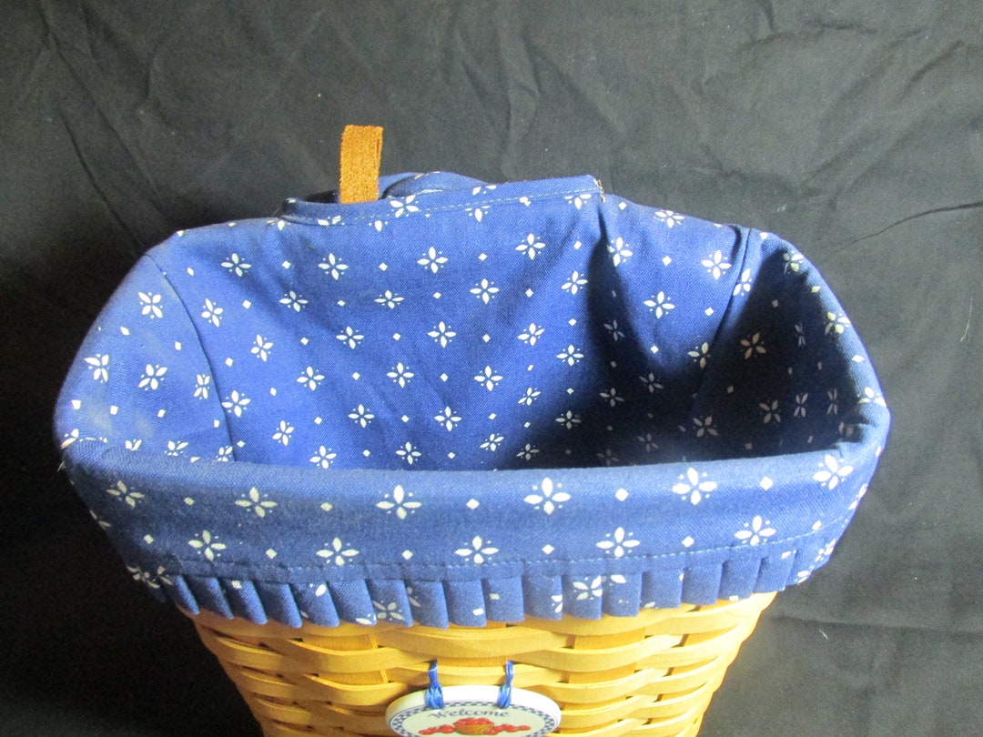 Longaberger Tall Key Basket 1997, With Woven Blue Traditions Liner, No