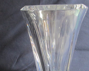 Lead Crystal  clear fluted heavy 8 inch vase