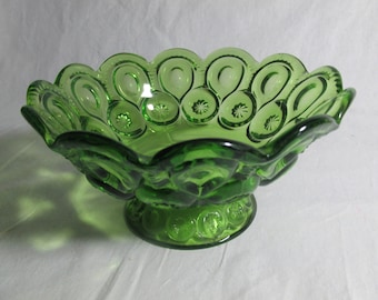 L E Smith emerald green Moon & Stars bowl