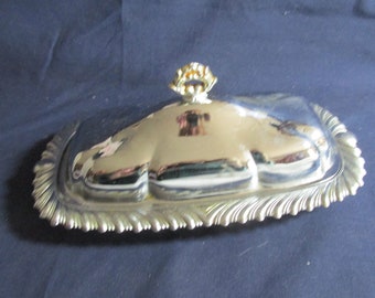Mid-Century chrome covered serving butter dish 3 piece set