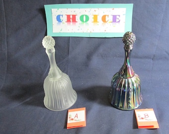 Choice Fenton frosted bell or purple iridescent ribbed panel