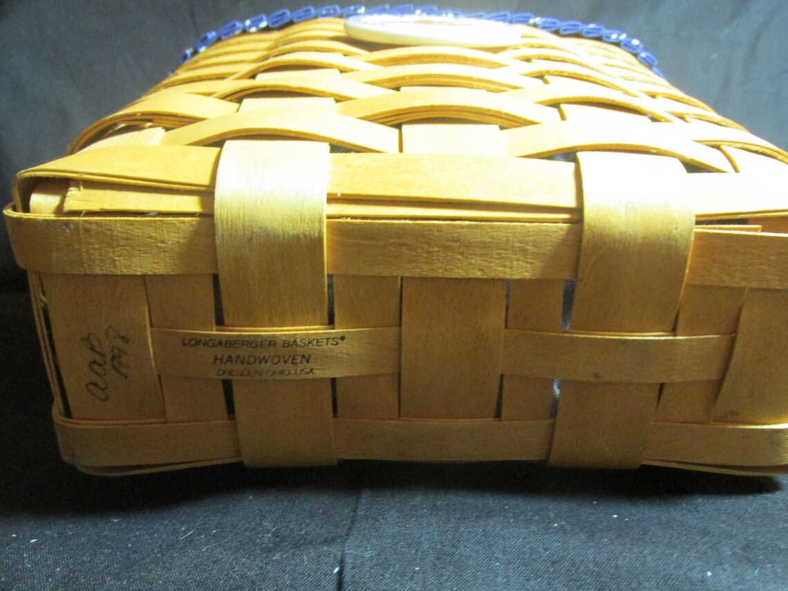 Longaberger Tall Key Basket 1997 With Woven Blue Traditions Etsy