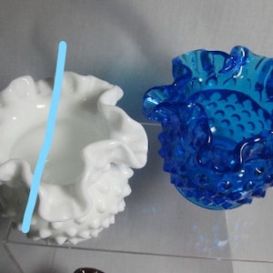 Fenton Glass hobnail, 3 inch rose bowl vase, CHOICE:  colonial blue, light red, deep dark red, persimmon, bright red
