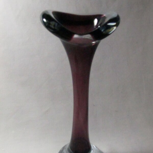 Bud vase Erickson brun jack-en-chaire avec bulle d’air contrôlé lesté de base en verre Vintage des années 1960 qui