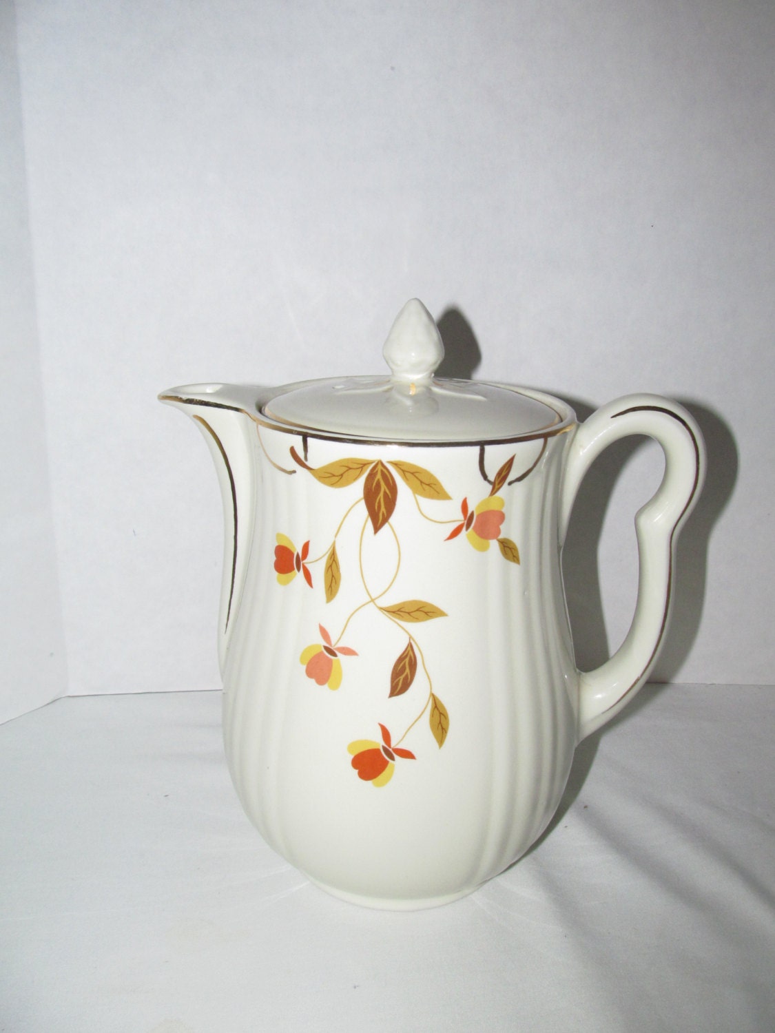 Jewel Tea 9 cup coffee pot Autumn leaf rayed by Hall Superior Etsy