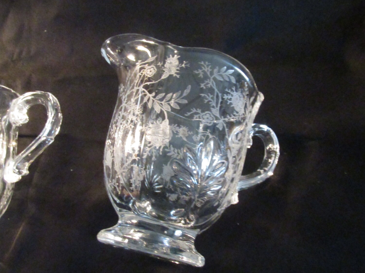 Fostoria etched glass Chintz creamer and sugar 338 a rose and Etsy