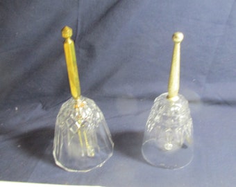 Princess House Crosshatch cut crystal bells, made in France, pair