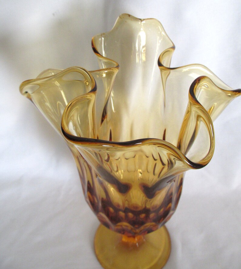Fenton amber Handkerchief vase blown glass Etsy