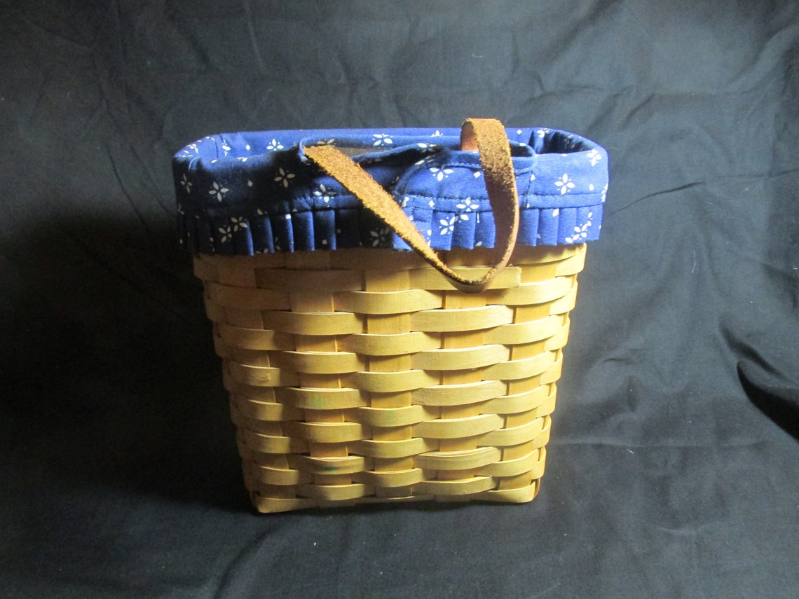 Longaberger Tall key basket 1997 with Woven blue traditions Etsy