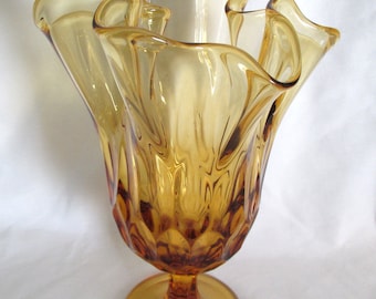 Fenton amber Handkerchief vase blown glass