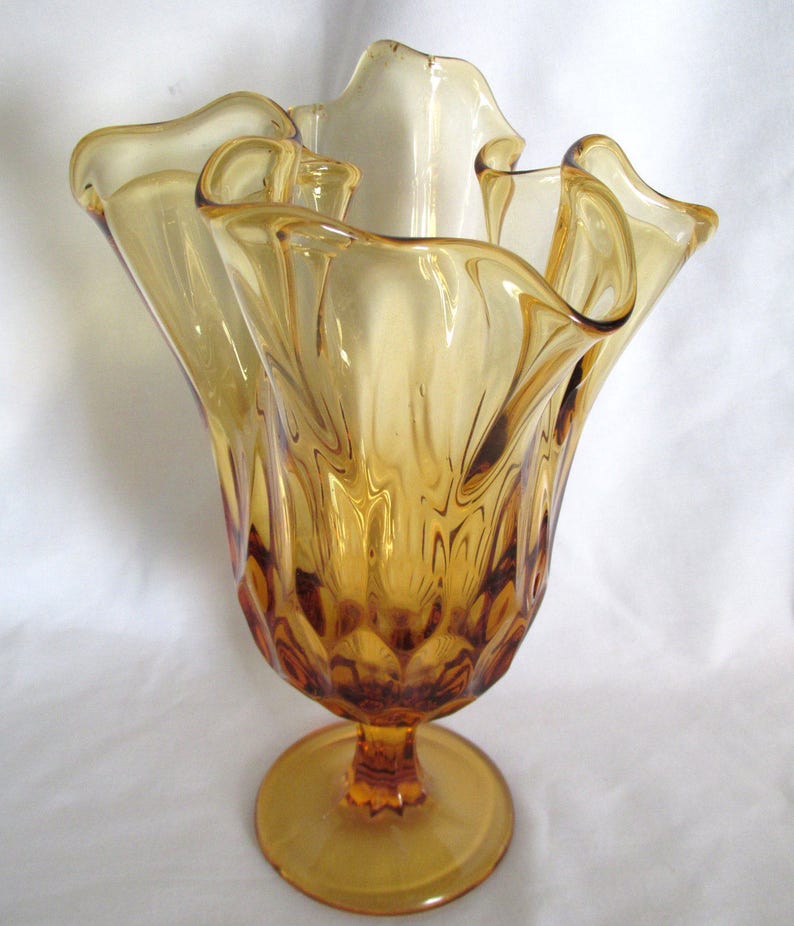 Fenton amber Handkerchief vase blown glass Home & Living Vases