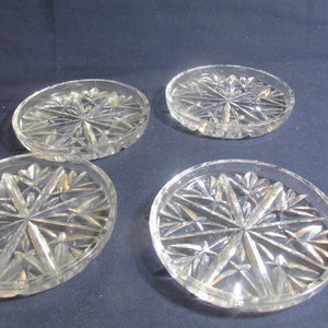 Clear glass coasters, Star pattern, set of 4