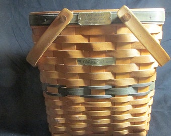 Longaberger Tall Key basket Collector's Club 1998 Membership with swing handles