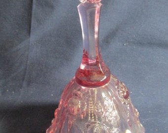 Fenton Glass pink cabbage rose bell with ruffled edge