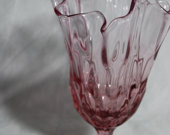 Fenton Art Glass Colonial pink handkerchief Thumbprint Vase