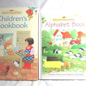 Usborne Farmyard Tales Books : Alphabet Book & Children&#39;s Cookbook, lot of 2