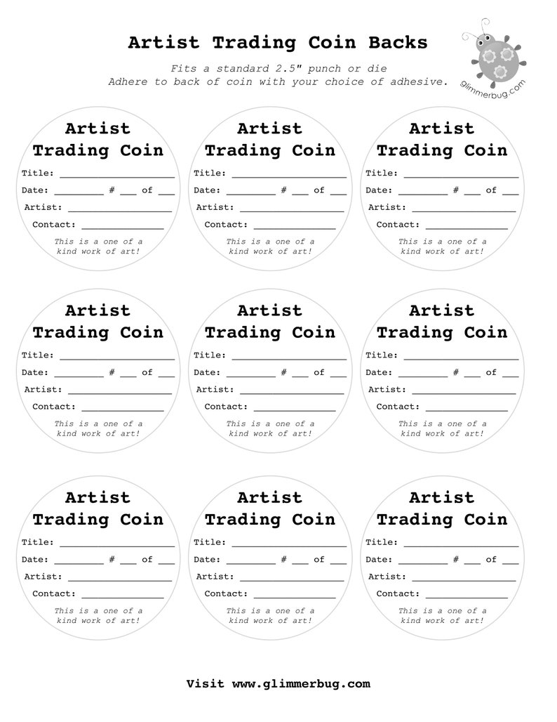 Atcoin Back Digi Download Sheet Digital Download for ATC Round 2.5 Inch ...
