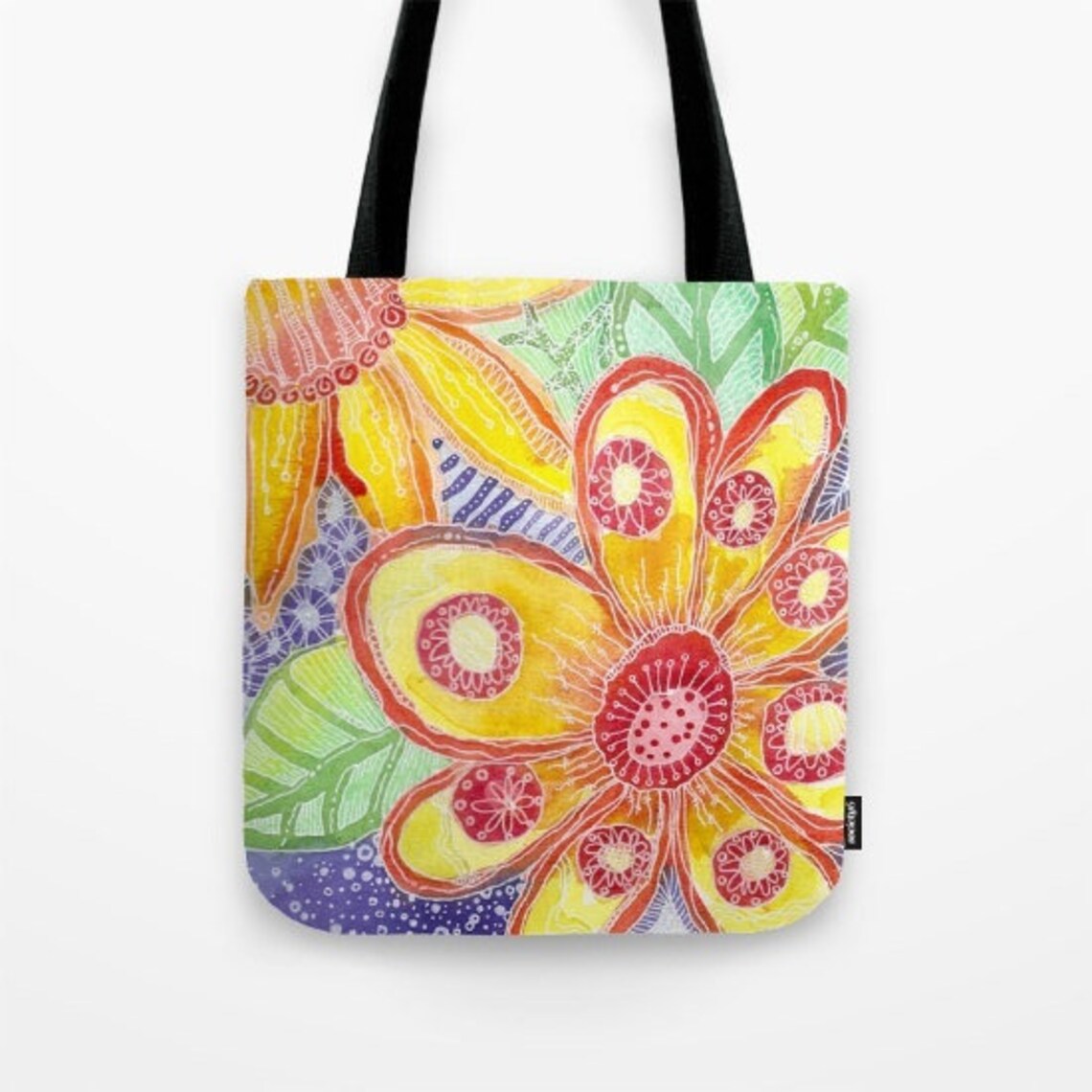 Colorful Tote Bag Totebag Painted Tote Mixed Media Art Etsy