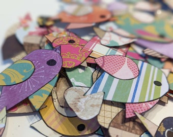 Handmade Paper Bird Embellishments for Card Making, Art Projects, Mixed Media, Happy Mail - Mystery Pack!