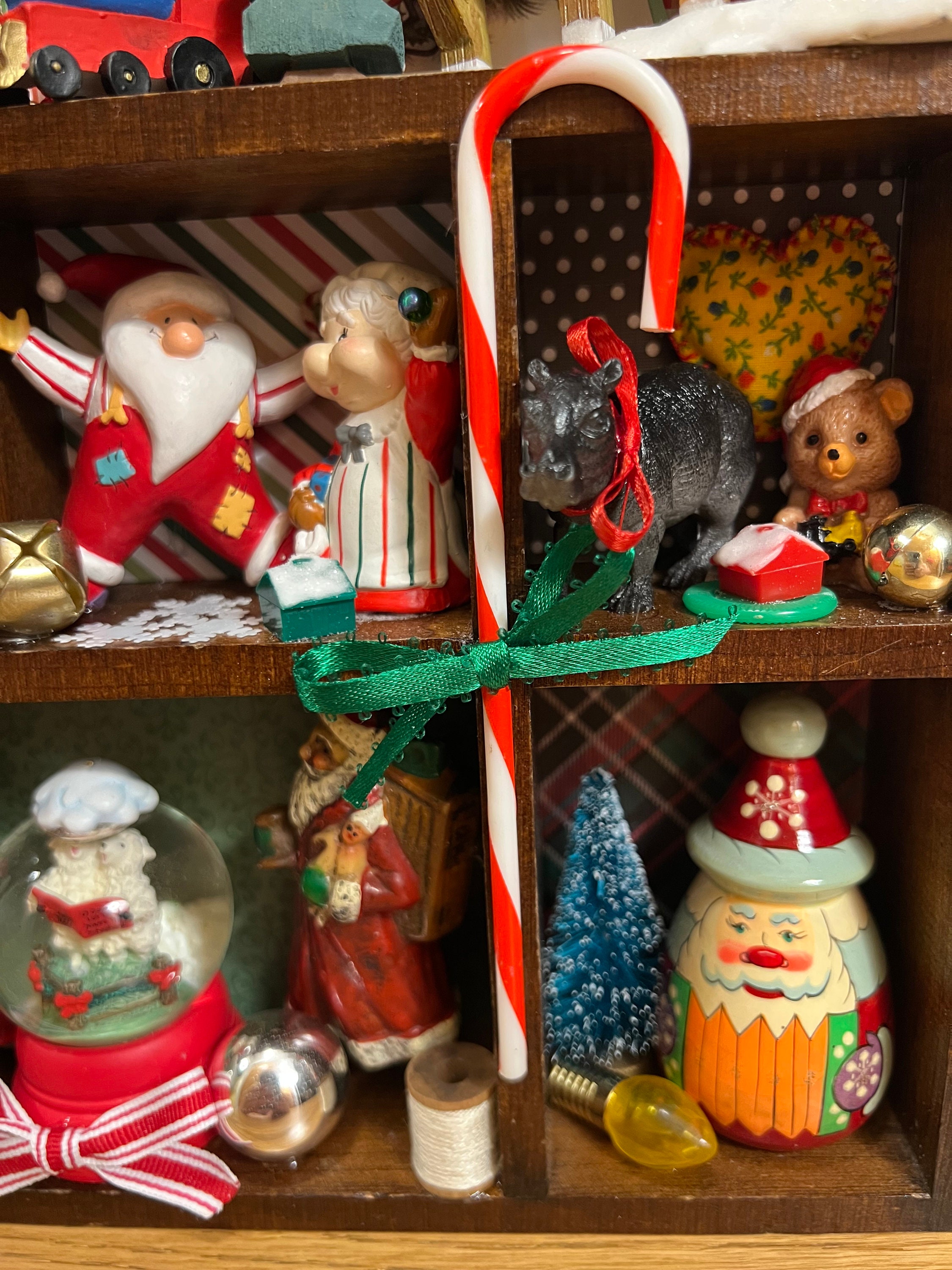 Santa Shadow Box/vintage Treasures/ornaments/packed With Holiday Items