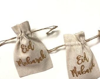 10 Eid Mubarak favor bags, pack of 10 eid favor bags, eid party treats, eid decoration