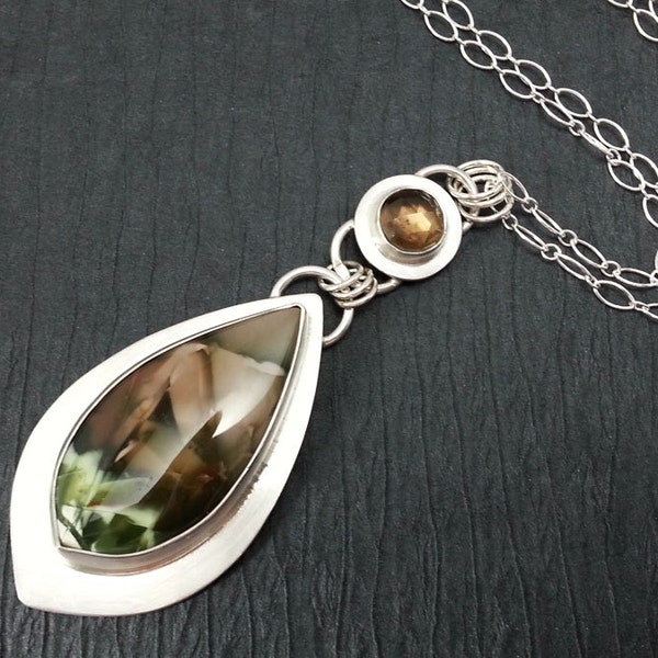 Temporary Reservation - Imperial Jasper Sterling Silver Gemstone Pendant, Artisan Pendant, Multiple Stone Jasper Pendant Necklace, OOAK