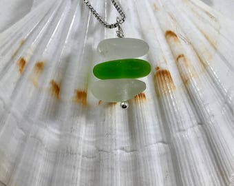 Sea glass jewelry, Sea shades cairn charm Necklace using  Sea Glass from Mount Desert Island, ME,