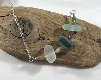 Sea glass jewelry, Sea glass and fancy jasper beads make this lovely one of a kind Necklace using  Sea Glass from Mount Desert Island, ME