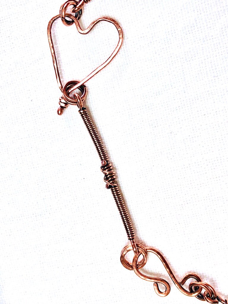 Organic Handmade Copper Wire Wrapped Floating Hearts and Pearls ...