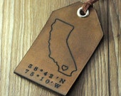 Wholesale custom leather luggage tag,custom father's day gift,personalized gift for daddy, personalized world state map luggage tag