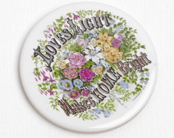 Vintage Currier & Ives Ceramic Coaster, Loves Light Makes Home Bright Cottage Chic, Tea Light Holder