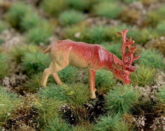 Vintage Miniature Stag Figurine, Soft Plastic Buck Deer Diorama Shadowbox Letterpress Terrarium