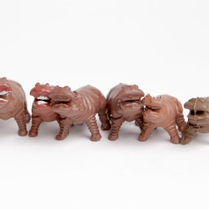 Vintage Hippo Herd with Open Mouths, Plastic Miniature Terrarium Figurines Accessories, Hippopotamus, African Terrarium