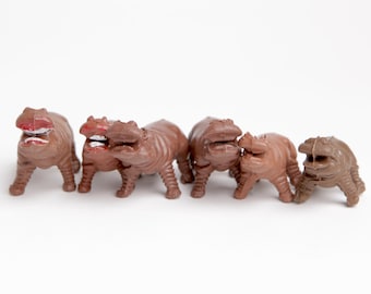 Vintage Hippo Herd with Open Mouths, Plastic Miniature Terrarium Figurines Accessories, Hippopotamus, African Terrarium