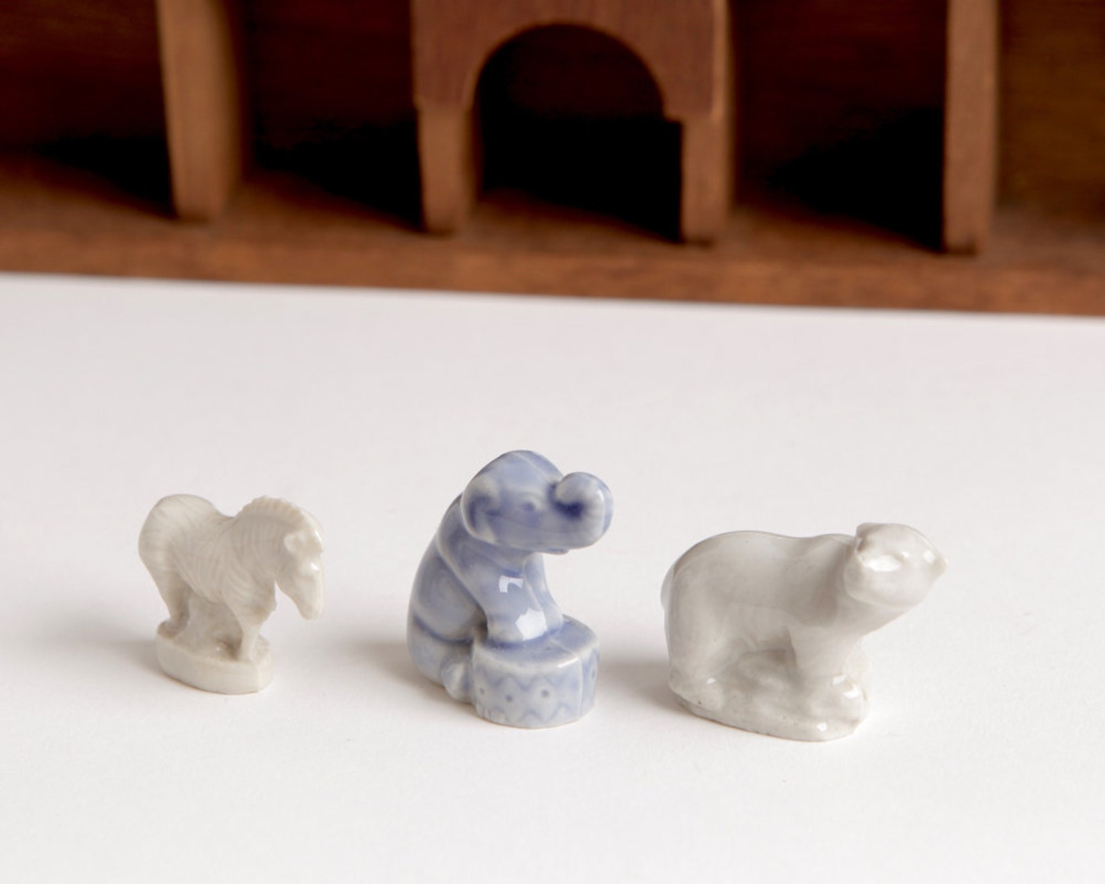Vintage Miniature Ceramic Zoo Animals From Tea Boxes Blue Etsy
