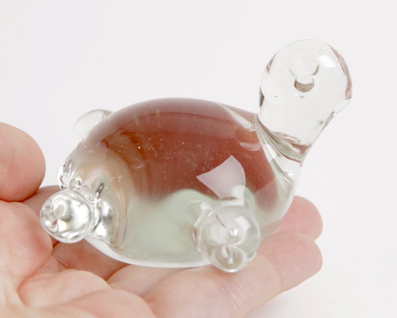 Vintage Clear Glass Turtle Paperweight Etsy